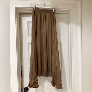 Zara Brown High-Low Flowing Maxi Skirt